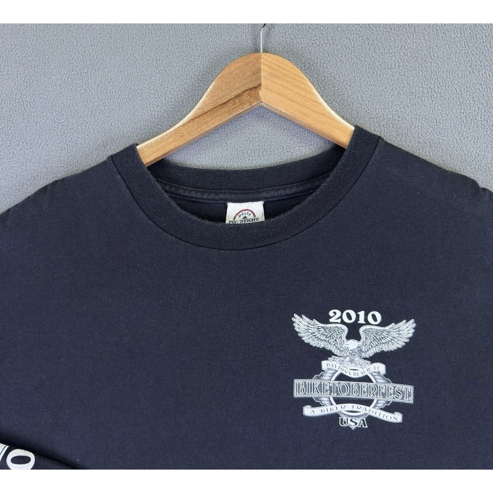 Biketoberfest Shirt‎ XL Black 2010 Daytona Beach Faded Sleeve Logo ProWeight - Picture 3 of 7